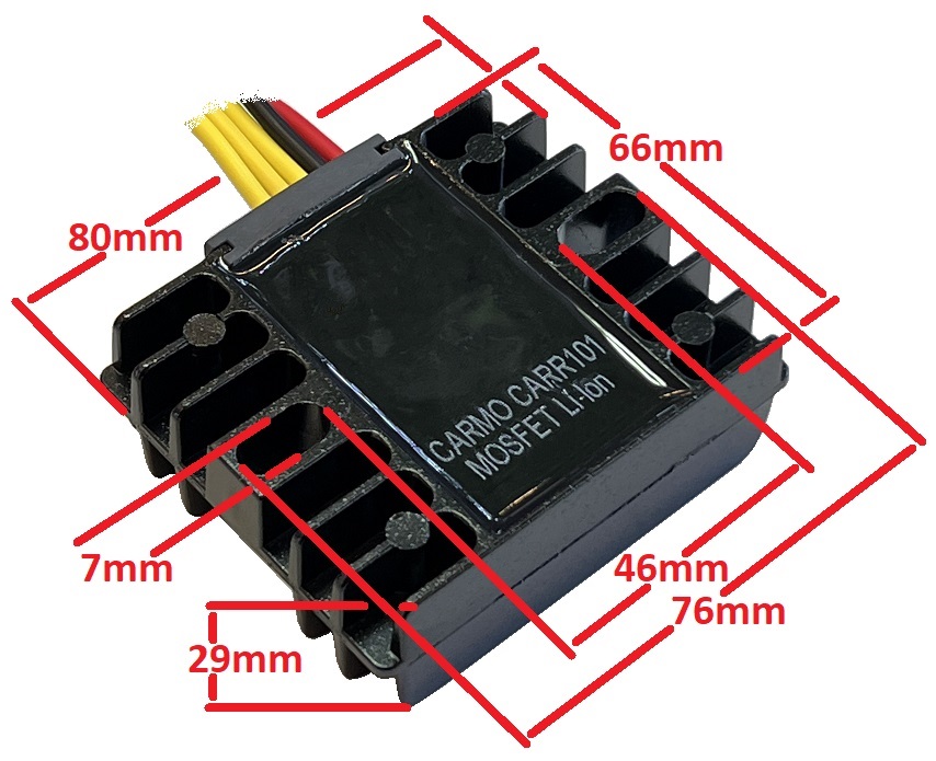 CARR101 Lithium-Ion - LiFePO4 LFP - LiFePO4 LFP Suzuki GSX GS750 spanningsregelaar gelijkrichter rectifier dimentions