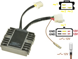 CARR531-Z1300-A4-A5 Kawasaki Z1300 KZ1300 A4 MOSFET Voltage regulator rectifier (SH541-12) CARR531-Z1300-A4-A5 Kawasaki Z1300 KZ1300 A4 MOSFET Voltage regulator rectifier (SH541-12)