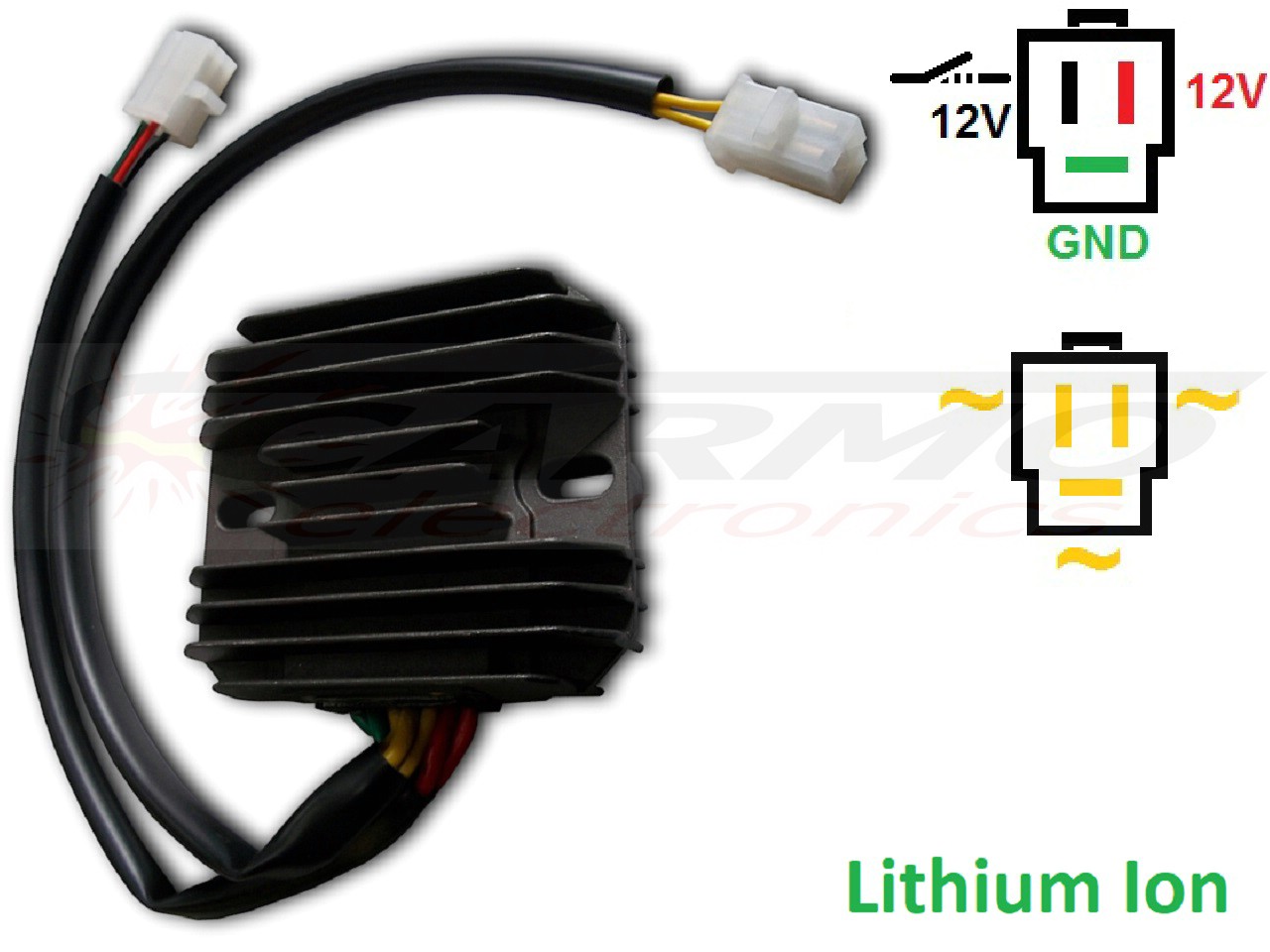 CARR164-LI - Honda CX500 Suzuki VS800 MOSFET Voltage regulator rectifier (31600-415-008, SH232-12, Shindengen) - Lithium Ion - Click Image to Close