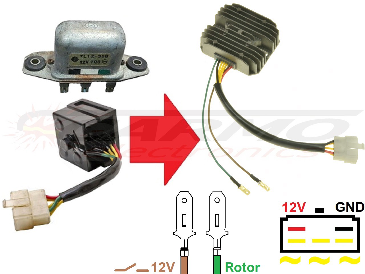 CARR241 - Honda CB MOSFET Voltage regulator rectifier rotor1 - Click Image to Close