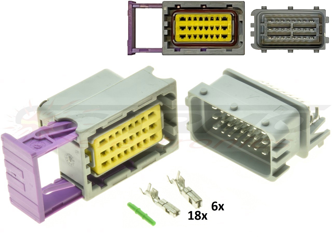 24 way ECU CDI ECM motorcyle connector set grey - male female complete 211PC249S8005 - Click Image to Close