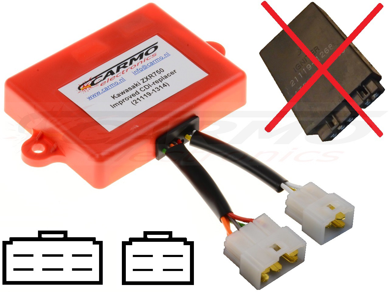 Kawasaki ZXR750 ZX-7 ZX750 igniter ignition module CDI TCI Box (21119-1314, 21119-1262, 21119-1268) - Click Image to Close